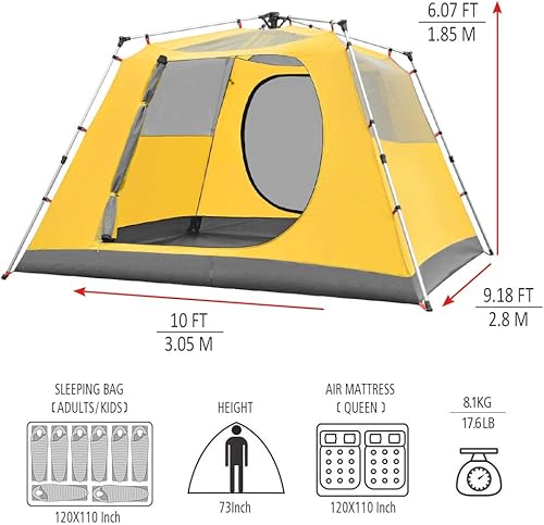 Miniatura 5 de KAZOO Camping Tents 46 Person Waterproof Instant Tents 46 People Cabin Tent Easy Setup with Sun Shade Automatic Aluminum Pole