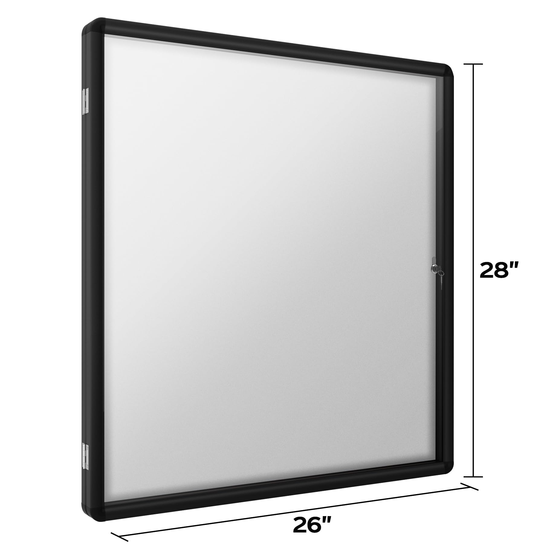 INNOVART Geschlossene Pinnwand, 71,1 x 66 cm, wetterfest, trocken abwischbar, mit schwarzem Aluminiumrahmen, geschlossene Whiteboard-Wandvitrine mit Schwingtür, Informationsschrank für Schule, Büro
