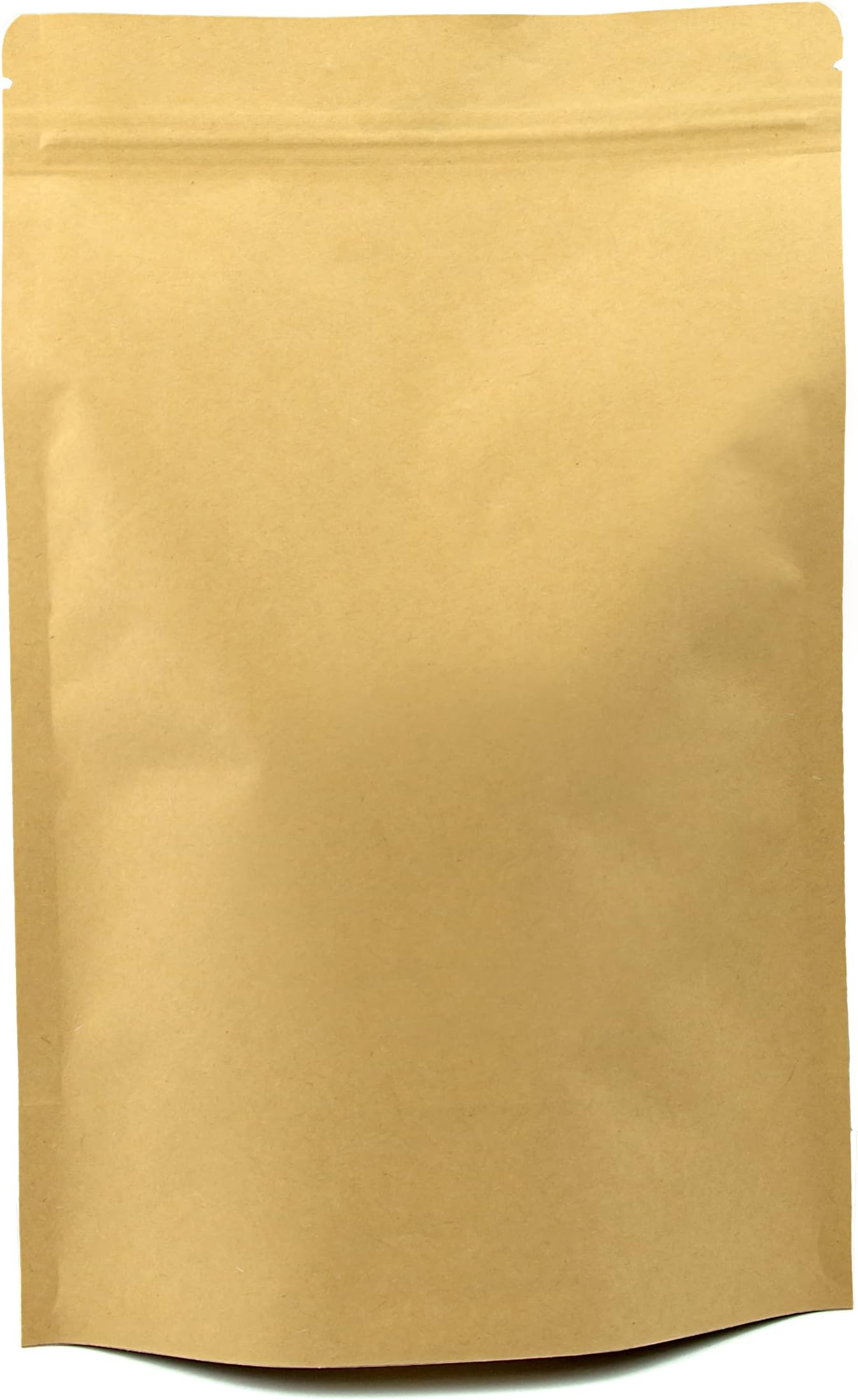 50 Kraft Paper Stand-Up Reusable Food Pouches (180 x 300 x 50mm) | Foil-Lined, Heat-Sealable | Resealable Ziplock Bags Tear Notch | Brown Paper Packaging for Coffee Beans, Nuts & Snacks Etc