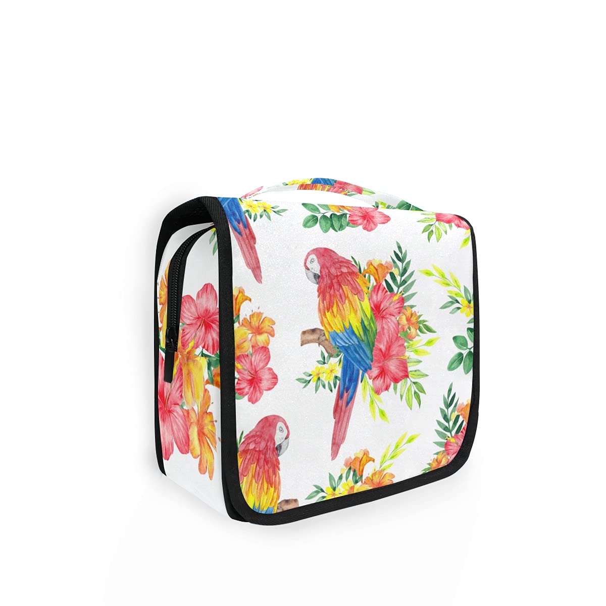HUSSRITY Toiletry Bag Parrot Birds Floral Hanging Travel Toiletry Bag Dopp Kit Shaving Bag Toiletry Organizer Makeup Cosmetic Bag For Women Men
