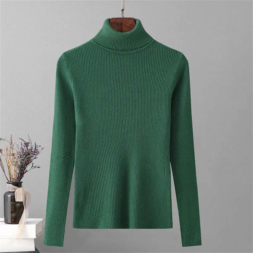 Maglione da donna a collo alto elastico di base invernale maglione nero lavorato a maglia pullover autunnale coreano caldo pullover