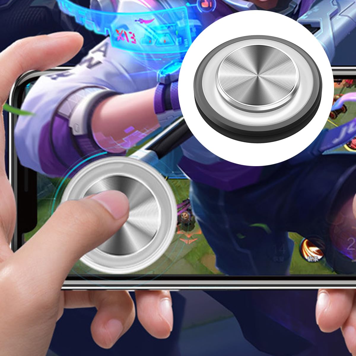 WANGCL Mini controller di gioco per telefono cellulare con pulsanti in metallo con ventosa Gamepad 360° per smartphone Android iOS Tablet con touch screen (nero)