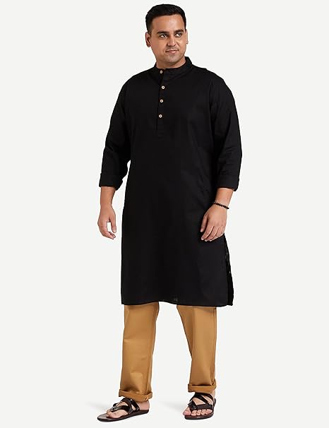 Amazon Brand - Symbol Men's 100% Cotton Solid Long Length Casual Kurta - Regular Fit (Available in Plus Sizes) - Image 8