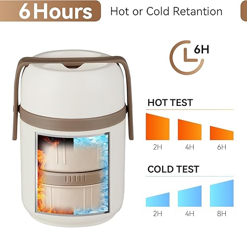 Miniatura 2 de Contenedor de comida caliente Bento de 51 onzas con aislamiento al vacío para adultos de boca ancha para sopa y comida caliente con mantenimiento