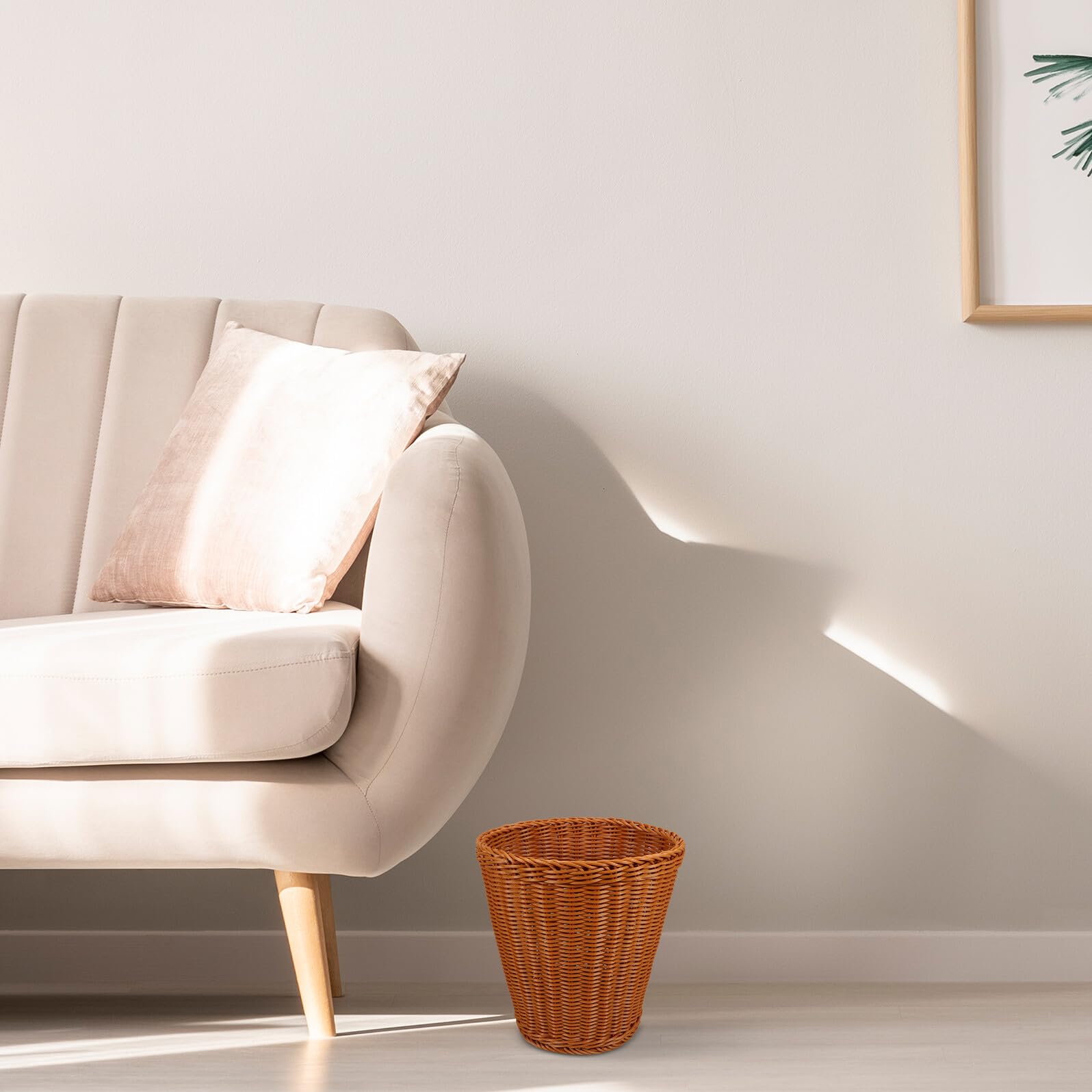 BESPORTBLE Cestino Portaoggetti in Rattan Imitazione con Coperchio, Capacità Ragionevole, Raffinata Fattura e Stile Rustico per Soggiorno o Studio