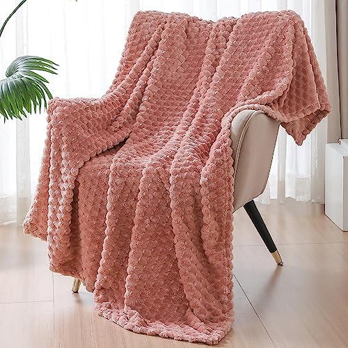 Exclusivo Mezcla Fleece Throw Blanket for Couch Extra Large Fuzzy Dusty Pink Bed Blankets - Image 2