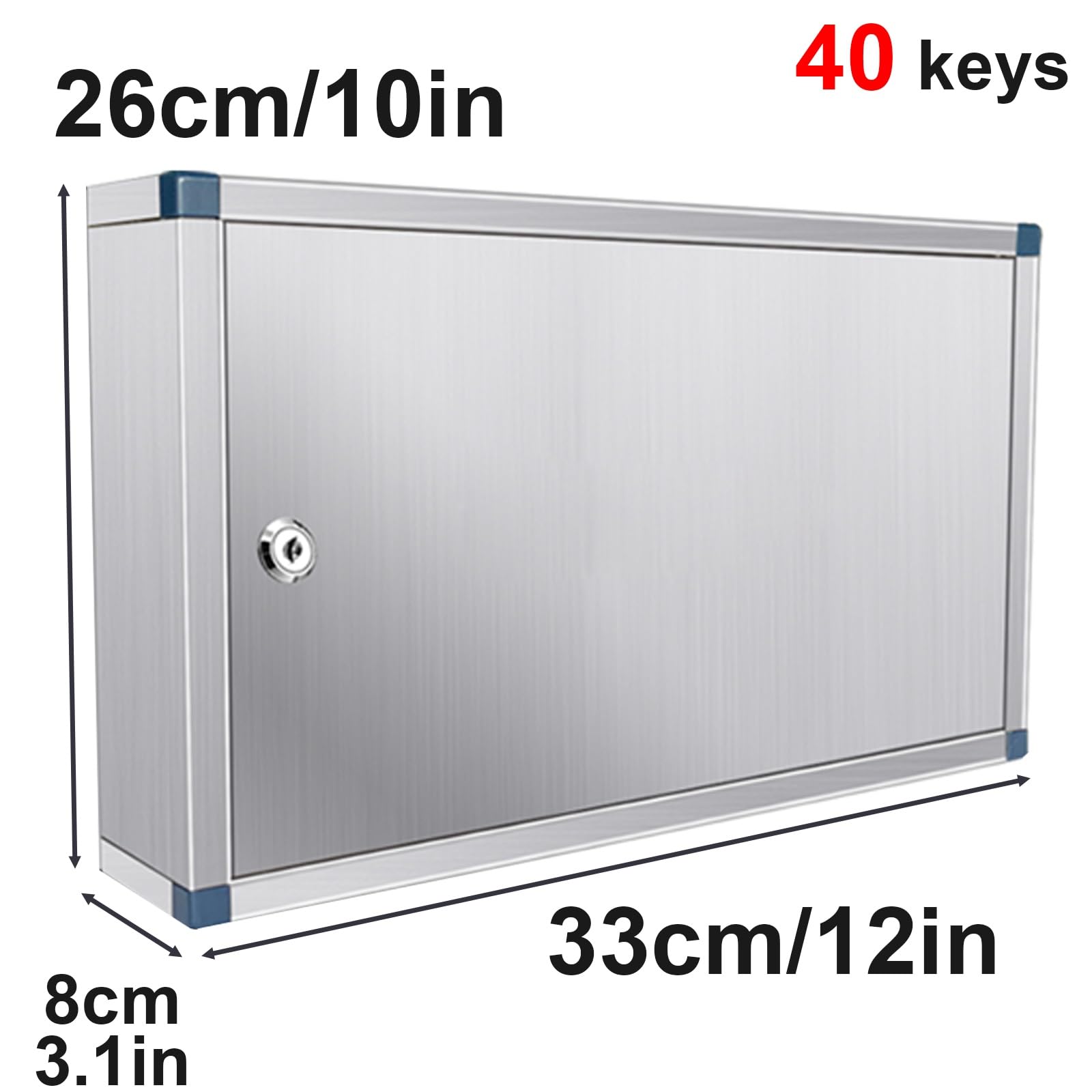 Armadietto Portachiavi in ​​acciaio Inox di Alta Qualità con Serratura, Cassetta Portachiavi per 20-78 Chiavi, Ideale per Casa e Ufficio(33x8x26cm/12x3.1x10in)