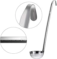 Vista 3 de meekoo Cucharón de acero inoxidable con mango de sopa con borde de vertido para cocina, cocina, salsa de sopa (2 onzas)