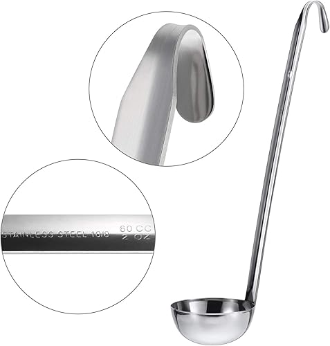 Miniatura 3 de meekoo Cucharón de acero inoxidable con mango de sopa con borde de vertido para cocina, cocina, salsa de sopa (2 onzas)