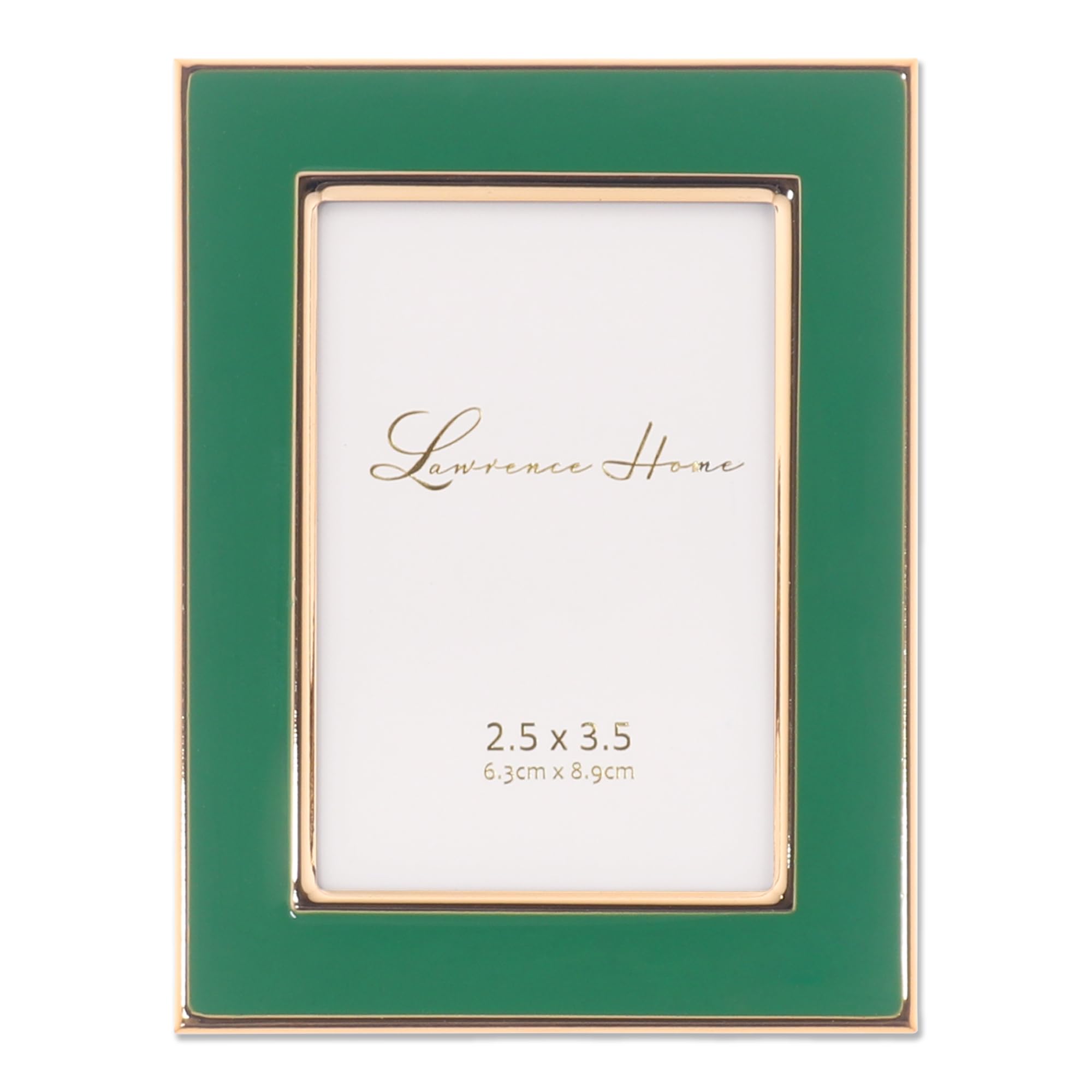 Lawrence Frames 2.5x3.5 Gold Metal Picture Frame - Polished Enamel - Green