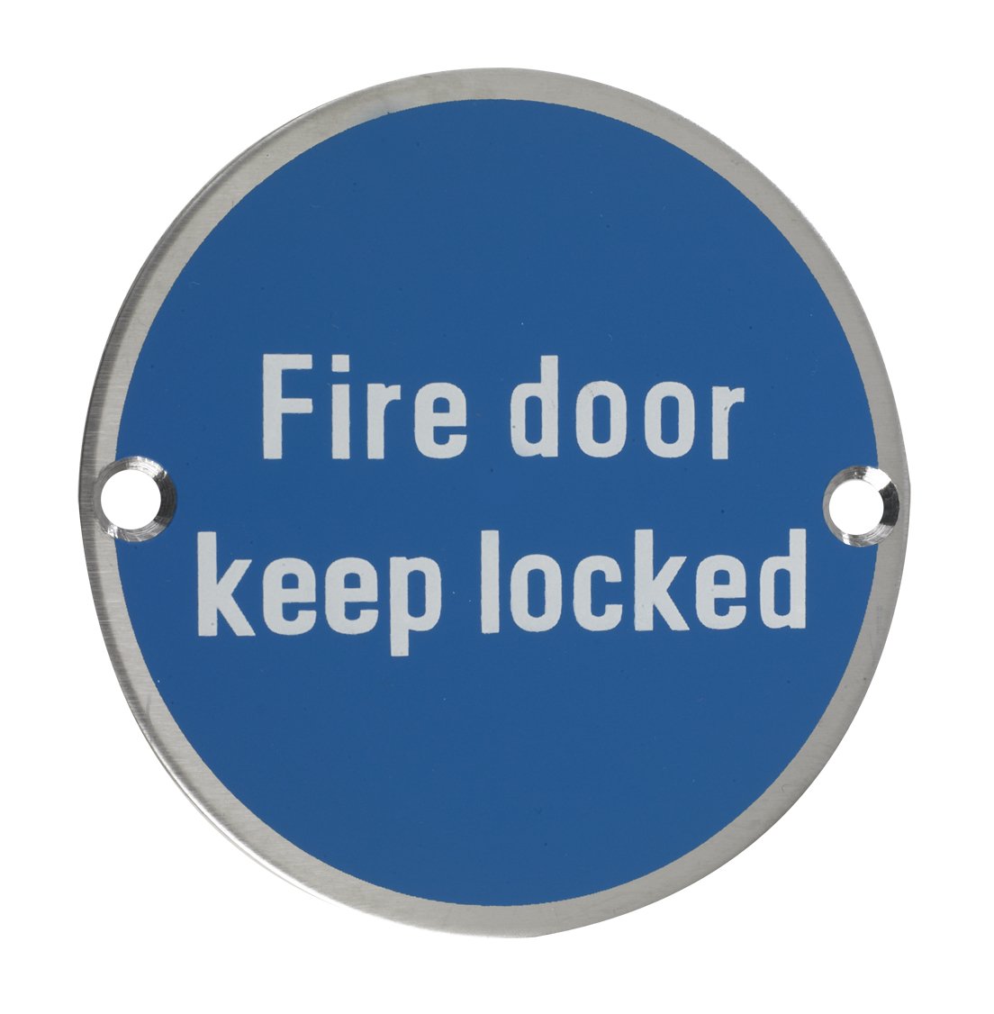 Zoo Hardware Satin Stainless Steel / Blue Zss10ss Fire Door Keep Locked Sign 76Mm Dia From The Door Handle Store