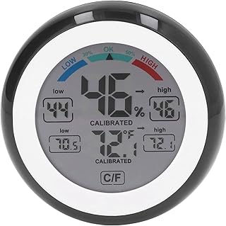 Temperature Humidity Meter, Indoor Outdoor LCD Thermometer Hygrometer Round Touch Screen Wireless Electronic Temperature Humidity Meter for Home Office Greenhouse Car,Indoor Thermometers