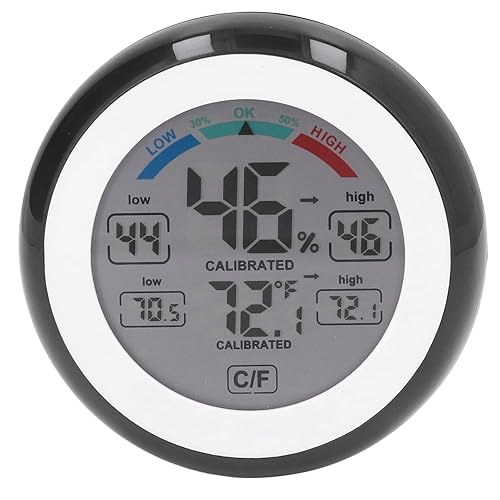 Miniatura 9 de Termómetro higrómetro para interiores y exteriores, pantalla táctil redonda, medidor electrónico inalámbrico de humedad de temperatura con LCD,