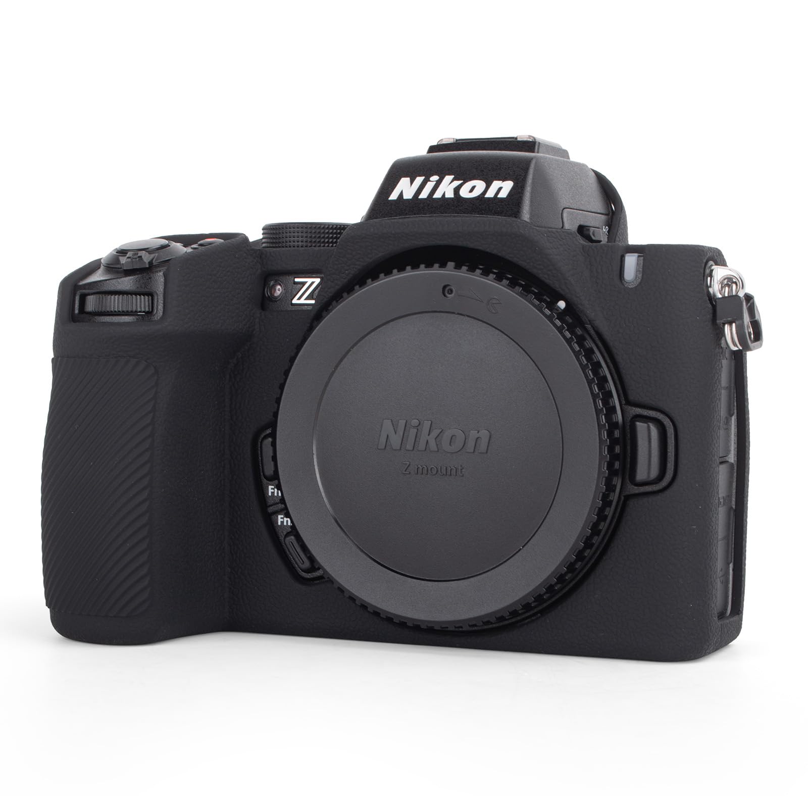 MUZIRI KINOKOO Silikonowe etui kompatybilne z aparatem cyfrowym Nikon Z50 II, miękka guma Z50II, pokrowiec ochronny z uchwytem na rękę, antypoślizgowe i odporne na zarysowania, czarne