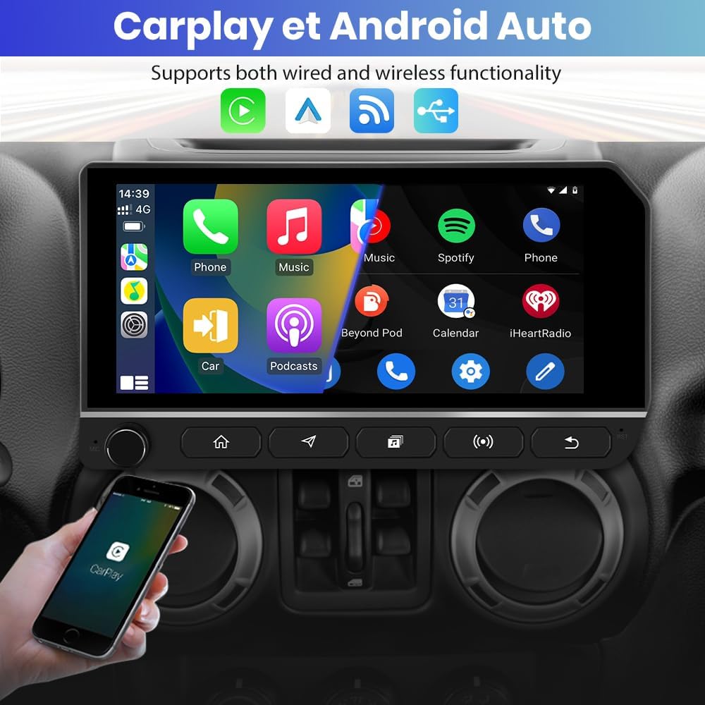 Car Stereo for Jeep Wrangler JK/JKU 2007-2016 & Dodge Ram 1500 2500 3500 2011-2014, 10.33" Android Touch Screen Radio Upgrade, CarPlay & Android Auto, Bluetooth, WiFi, FM/AM/RDS, 4GB RAM 64GB ROM 4 61ZOo7fU9qL. AC SL1000