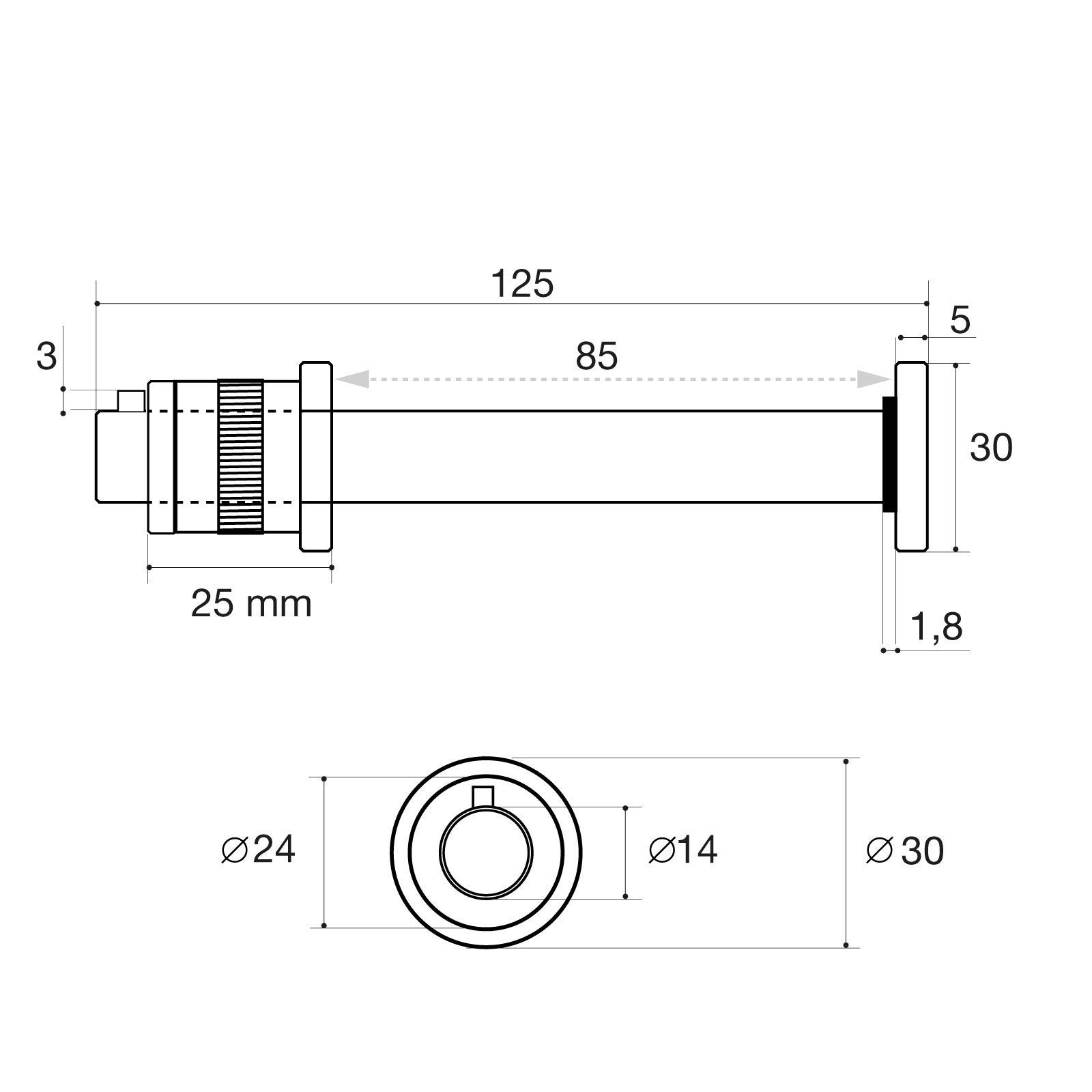 SO-TECH® 2 x hak garderobiany EXTURA Ø 14 mm x 125 mm prawdziwa stal szlachetna wpuszczana / wysuwana do wpuszczania i klejenia w płytach o grubości min. 32 mm