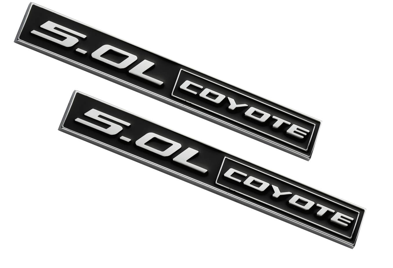 CDD 2 Pack 5.0L Coyote Emblems Decal 3D Badge V8 Engine Trunk Sticker Replacement for Mustang & F150 (Chrome/Black)