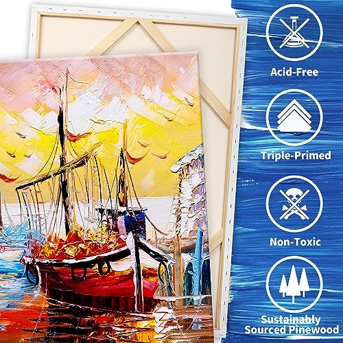 Image of FIXSMITH Stretched Canvas for Painting 24x36 Inch, 2 Pack,Primed Large Canvas,100% Cotton,5 /8 Inch Profile of Super Value Pack for Acrylics,Oils & Other Painting Media