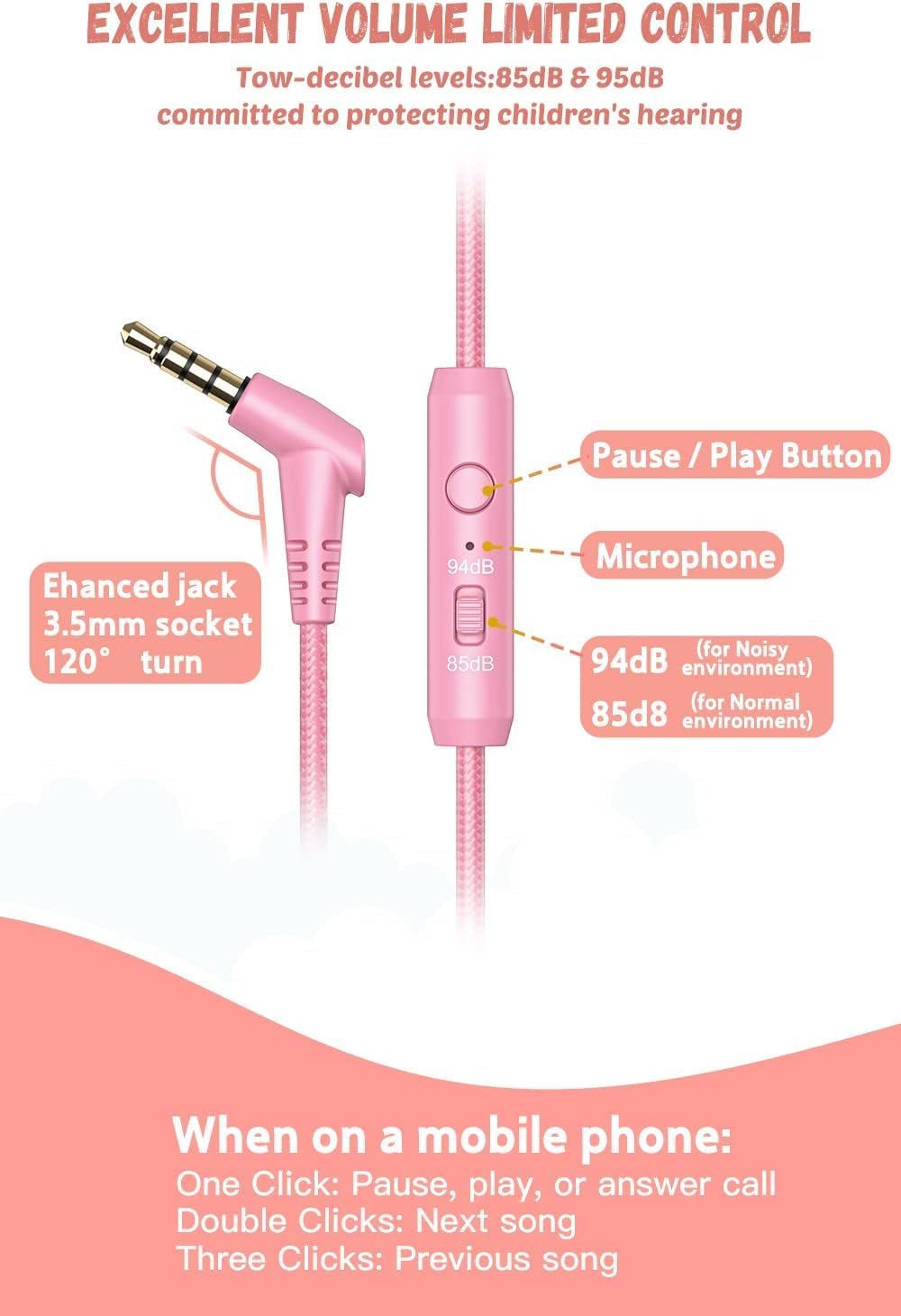 New bee Kids Headphones with Cord