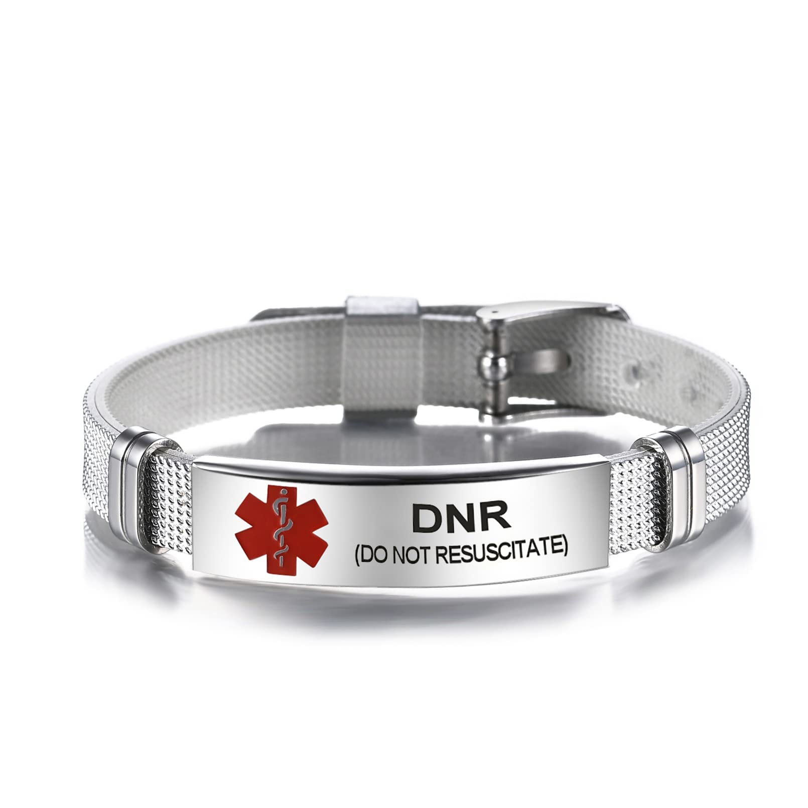 Medical Alert Bracelet for Men Women Sport Stainless Steel First Aid Health Monitoring Adjustable Emergency ID Wristband Bracelets