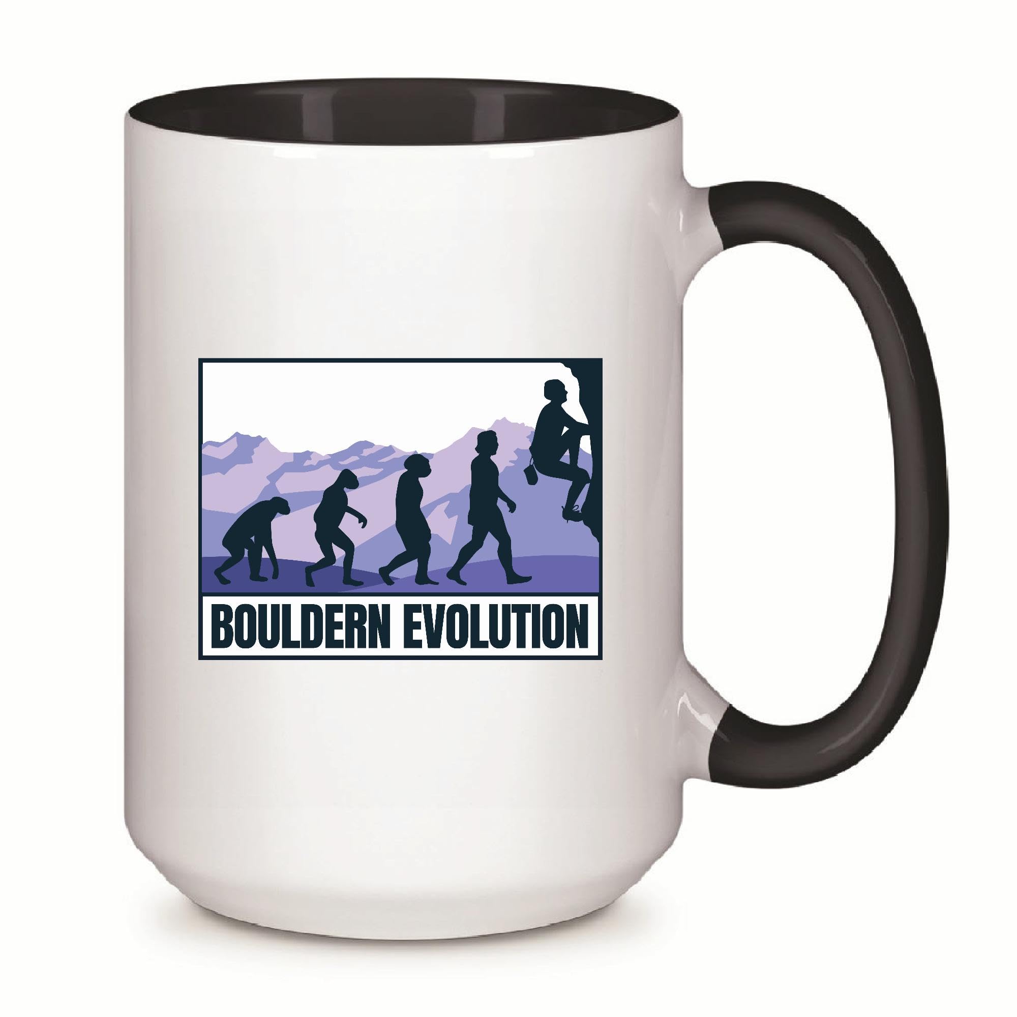 Gift for Hikers and Climbers Bouldering Evolution Mountain Landscape Design 11oz 15oz Inner Color Accent Mug