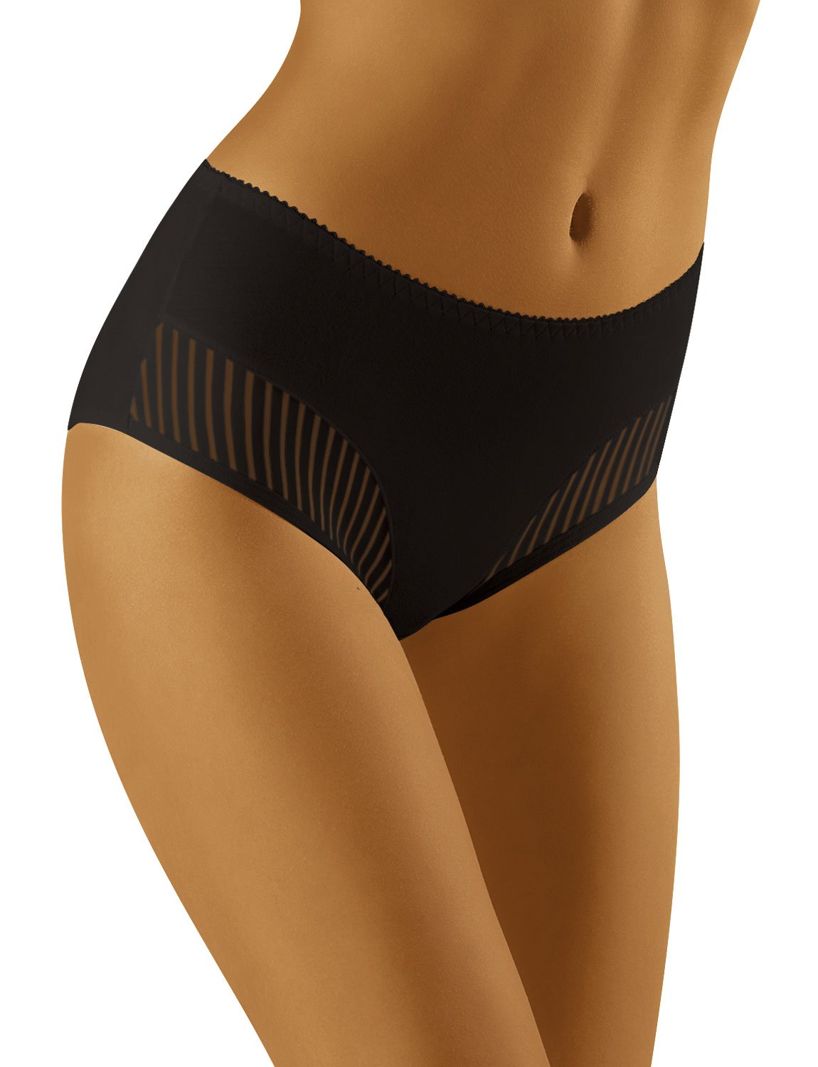 Wolbar Smooth Striped Woman Briefs WB129, Black,M