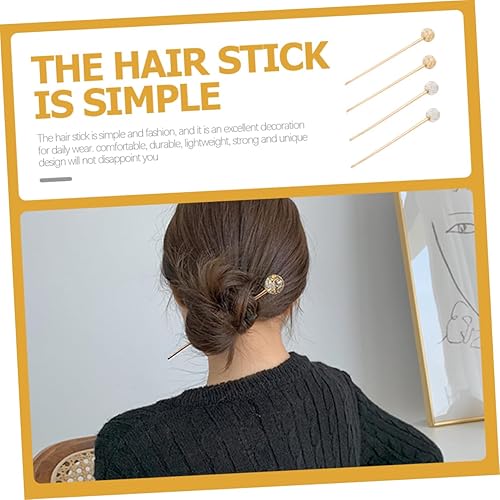 Miniatura 7 de Beatifufu 4 unids Horquilla de aleación para el cabello, palillos para el cabello global, palillos para el cabello, palillos de pelo estilo chino,
