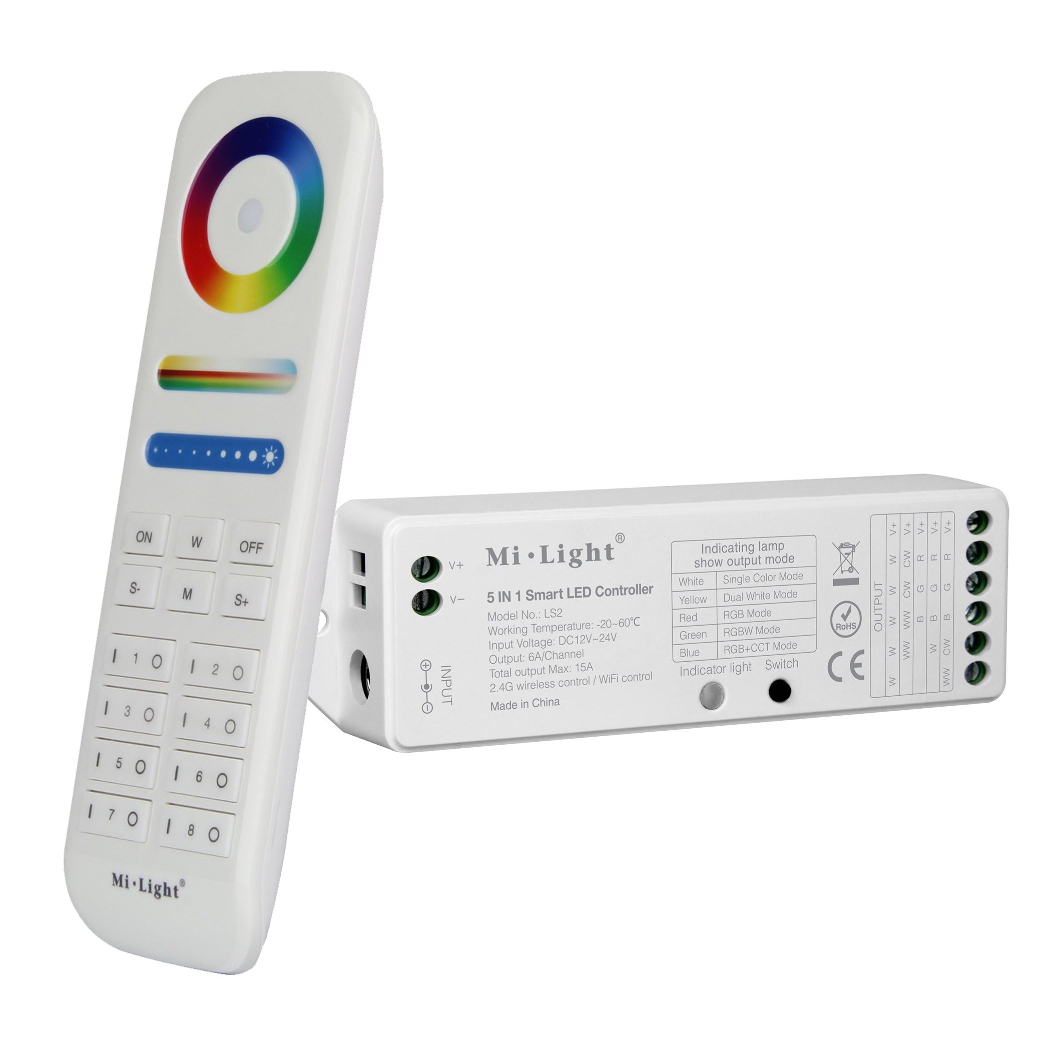 lighteu®, Miboxer Milight 8 Zone Remote Control and 5 in 1 smart LED Strip Controller — image 1