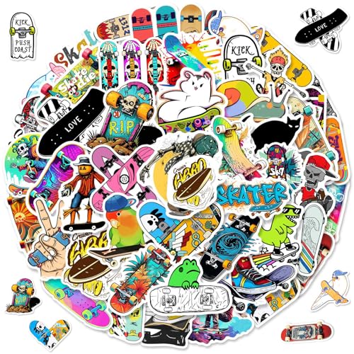 Juego de 2 X 50 Pegatinas para Monopatín, Pegatinas Skate, Calcomanías de Patinaje Geniales, Pegatina Graffiti de Vinilo Impermeables para Laptop Monopatín Guitarra, Adecuado para Adultos y Niños