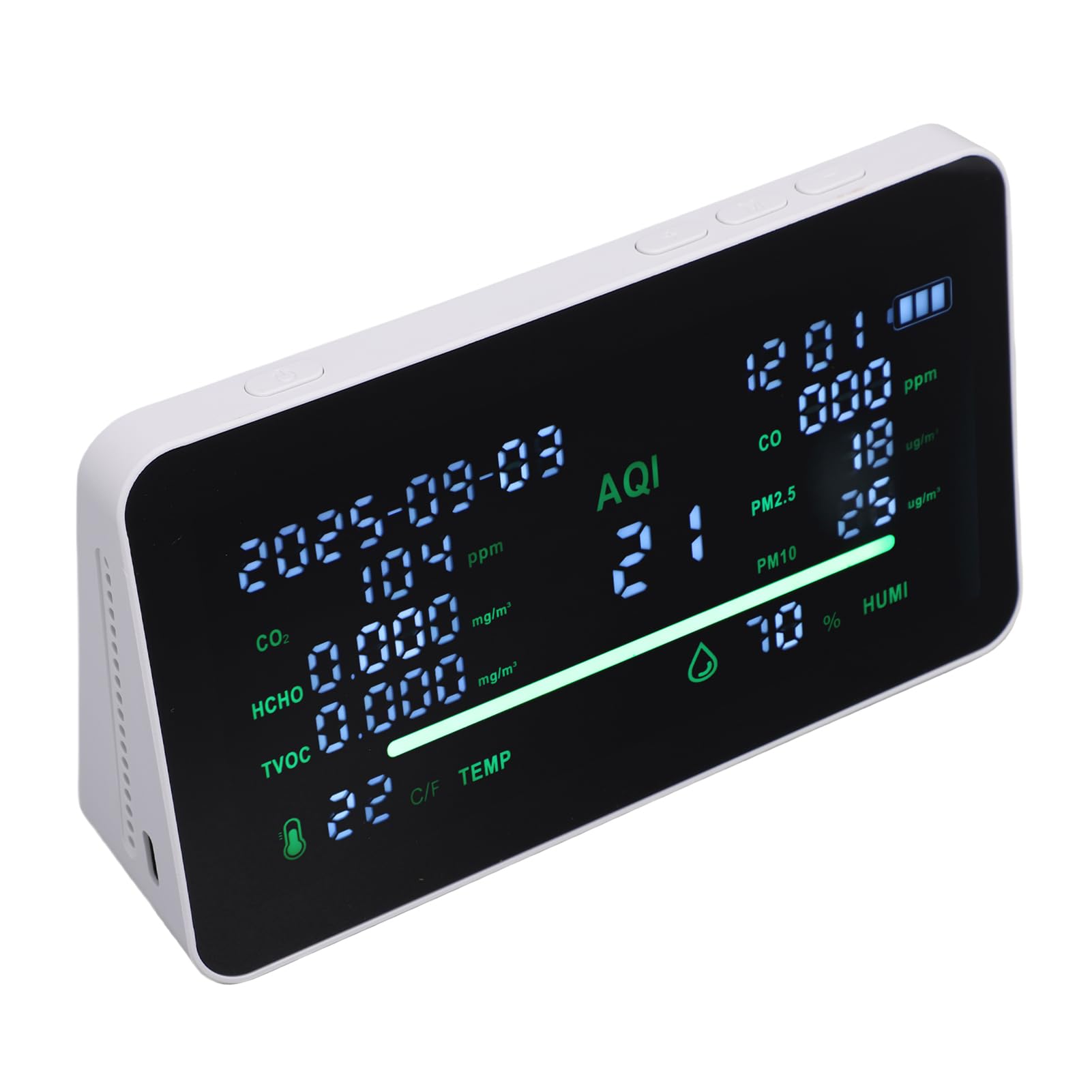 YDuupxe Monitor de Calidad del Aire Interior, 11 Indicadores, Pantalla a