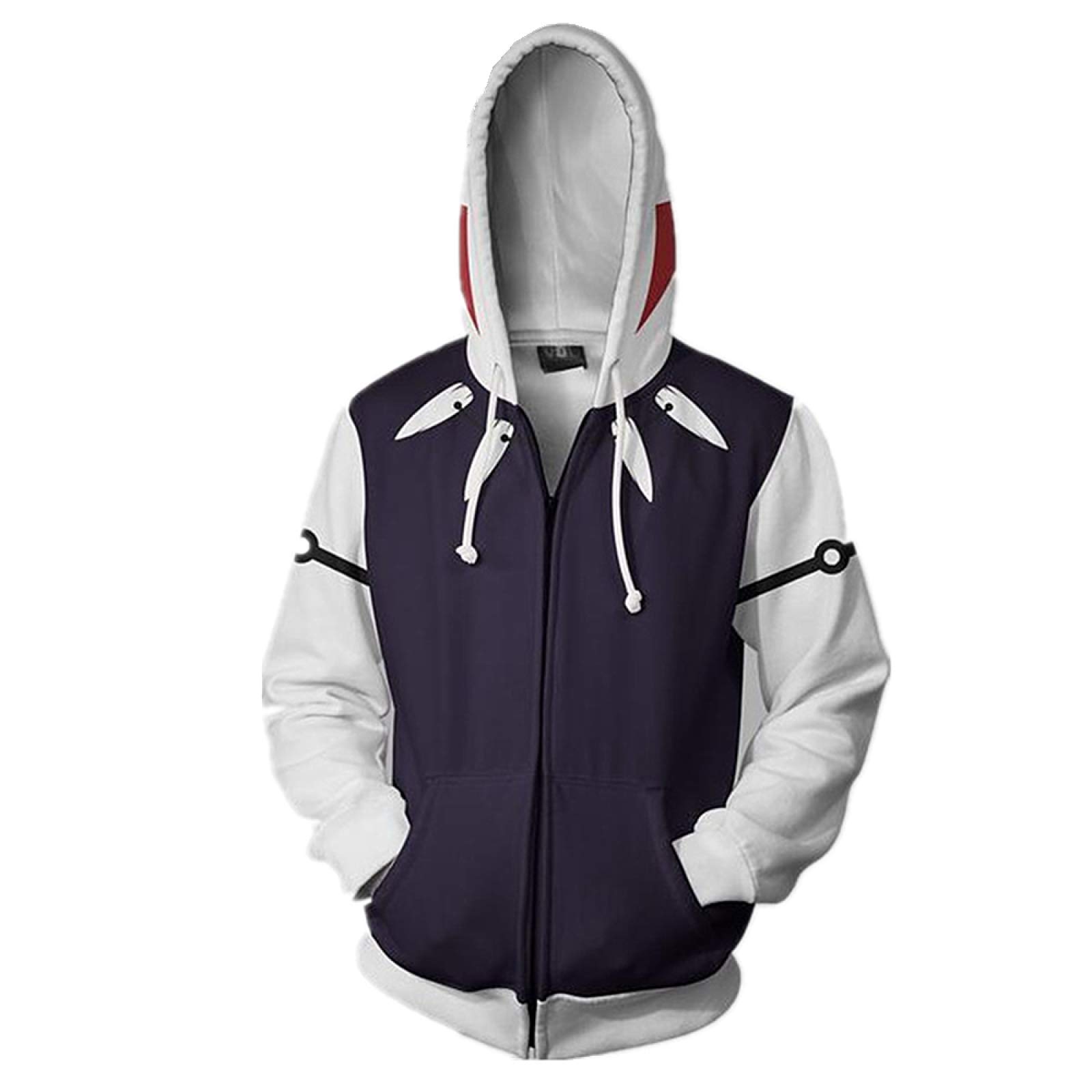 Charous Women's Blue Anime Princess Mononoke Cosplay Hoodies,Unisex 3D Printing Zipper Sweatshirt Used For Festival Cosplay Or Gift