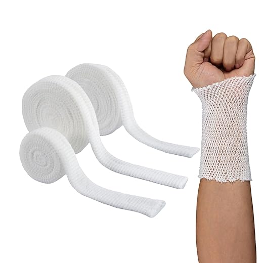 3 Rolls Tubular Bandage Elastic Bandage Wrap Net Wound Dressing Stretch—— Breathable Tubular Elastic Gauze Rolls for Leg, Arm (1x2 Yard + 2x5 Yard)