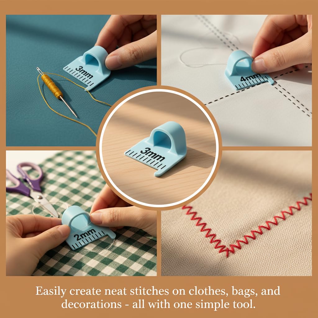 Edge Stitch Lock and Sewing Gauge-Sewing Gauge-Edge Sewing Lockranding Tool-Needle Gauge Quilting Ruler for Straight & Curved Seams for Beginners,Professional Sewers-2/3/4 Mm,3 Pcs,Plastic (Multi)