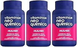 Kit 3un Vitamina Neo Química Mulher Com 60 comprimidos, Pele, Unhas e Cabelos
