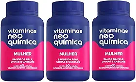 Kit 3un Vitamina Neo Química Mulher Com 60 comprimidos, Pele, Unhas e Cabelos