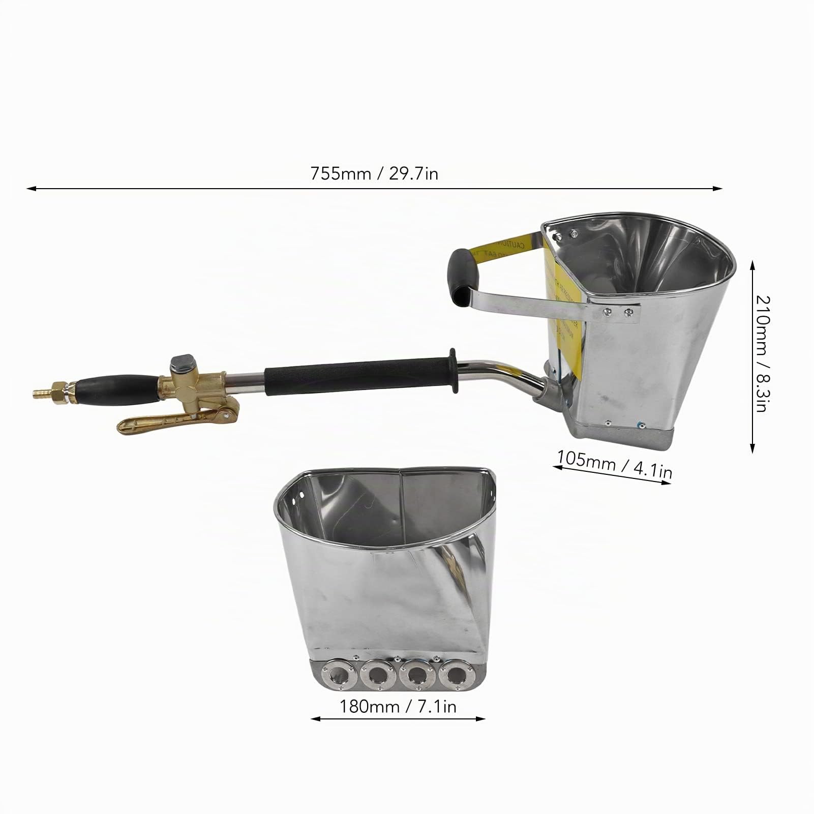 Pulverizador de mortero de yeso de 4 chorros, herramienta neumática de pulverización de estuco de mortero de cemento, pulverizador automático de hormigón con tolva de aire para pintar paredes o techos