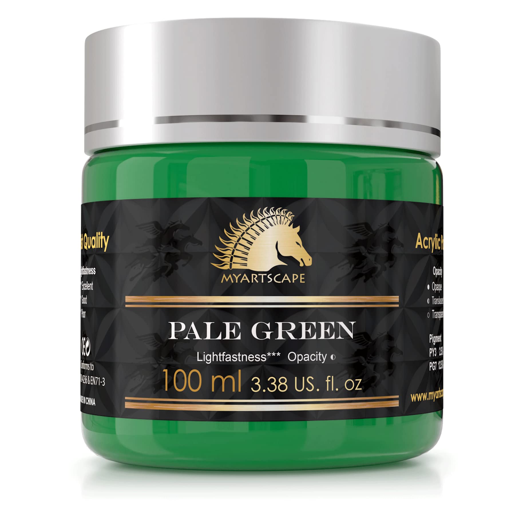 - MyArtscape Pale Green Acrylic Paint - 100ml Bottle (3.38 fl oz) - Artist Quality - Lightfast - Heavy Body - Rich Pigment - Great Tinting Strength - Professional Painting Supplies