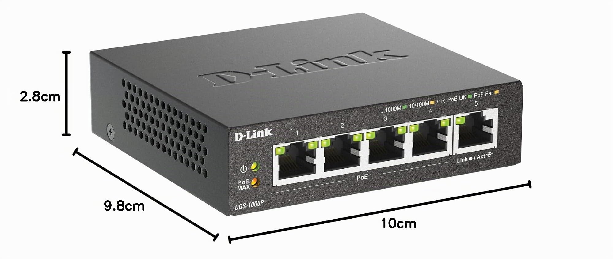 D-Link DGS-1005P Router Switch 10/100/1000 GB, 5 Porte Gigabit PoE, senza Alimentazione Aggiuntiva