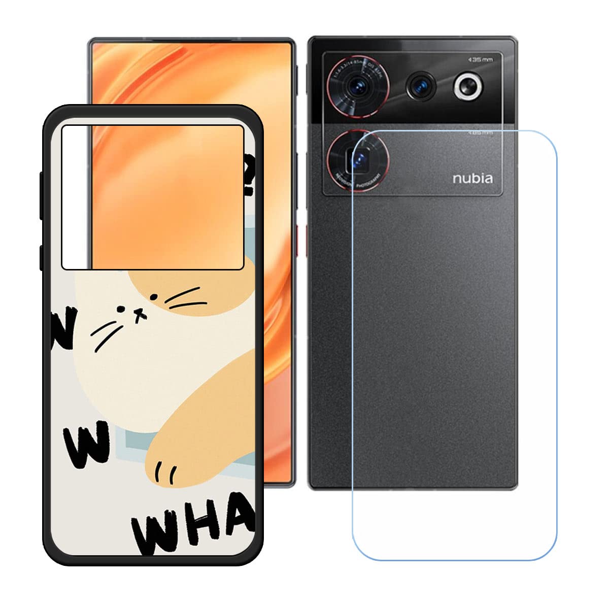 LCEHTOGYE Cover per Nubia Z50 Ultra + [4 Pezzi] Pellicola Protettiva in Vetro Temperato,2 X Nero Custodie Morbido Silicone Case TPU Custodia per Nubia Z50 Ultra (6,8