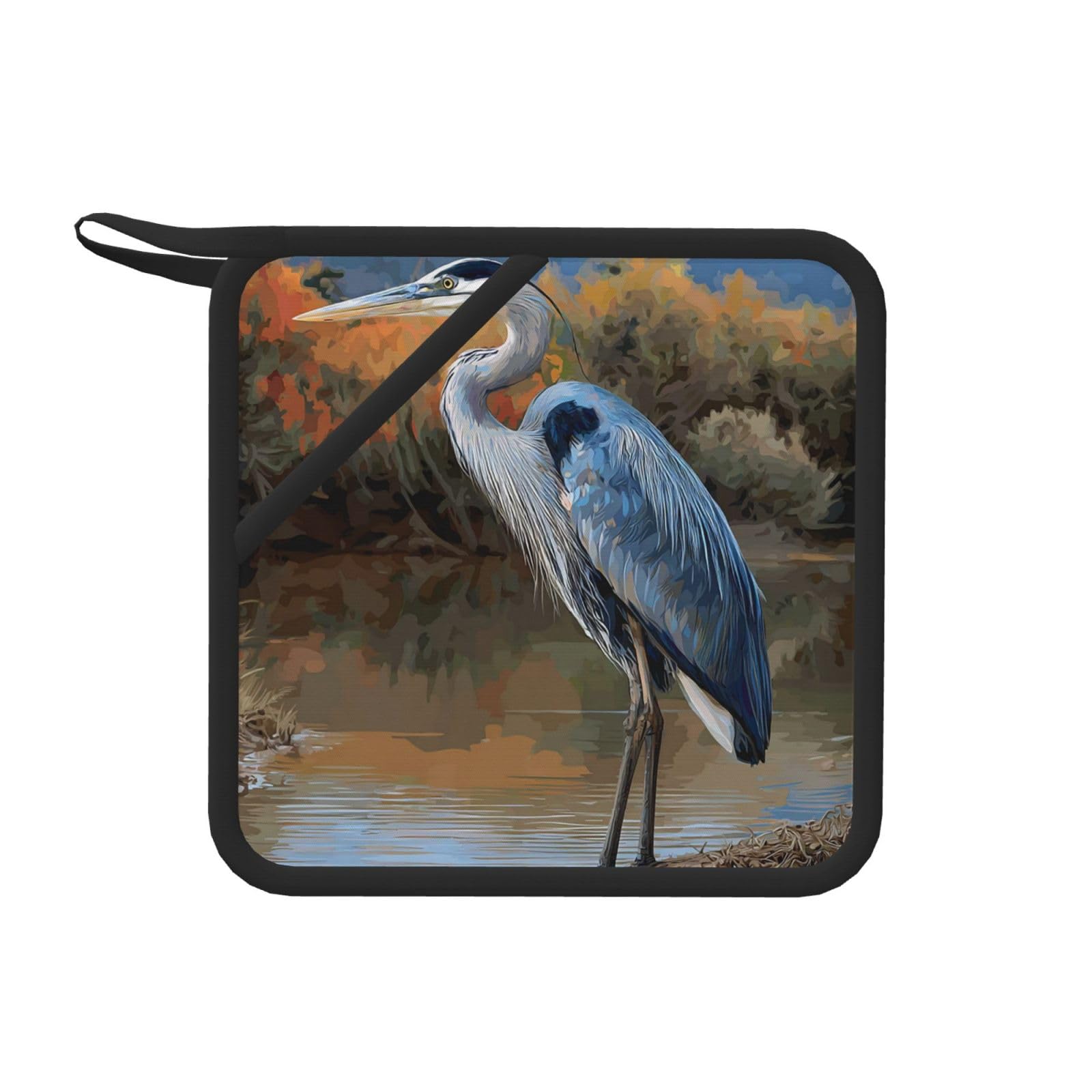 Pot Holders Set of 2 Kitchen Heat Resistant Potholders Heron Silicone Aunty-hot Pad Cotton Lining Oven Hot Pads for Cooking Baking BBQ Microwave Kitchen