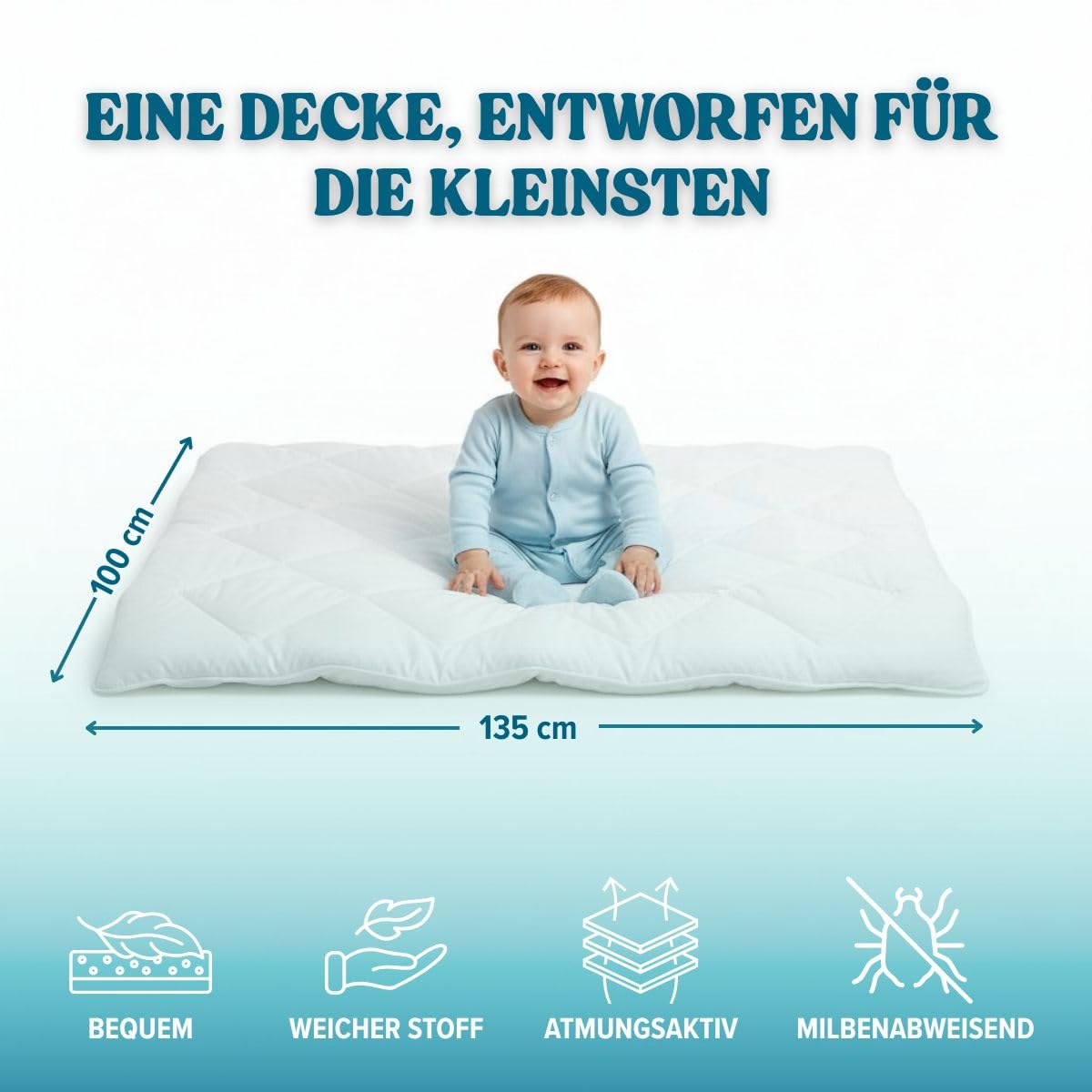 DREAMWAY – Babybettdecke 300 g/m² – 100x135 cm | 100% Weiche Mikrofaser – OEKO-TEX Zertifiziert – Kinderbettdecke für alle Jahreszeiten