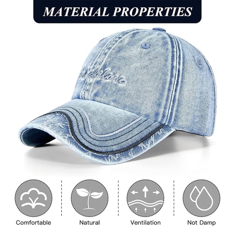 Image of Baseball Cap for Women Men - Adjustable Size Hat | Sun Protection,Colourfast,Moisture Wicking,Ponytail Hole,Wrinkle Free