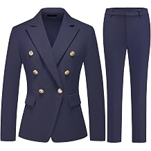 MODFUL Womens Double Breasted Blazer and Pants Set | Suit for Office Work,Business Office Suit,Gold Button
