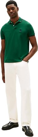 Tommy Hilfiger Men's Short Sleeve Casual Polo Shirts in Regular Fit with Embroidered Crest Design