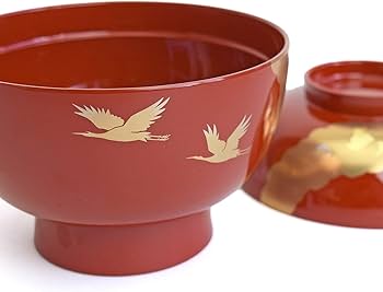 Amazon.co.jp: まえじゅう漆器 雑煮椀 お椀 お雑煮 蓋付き 光輝 朱 赤