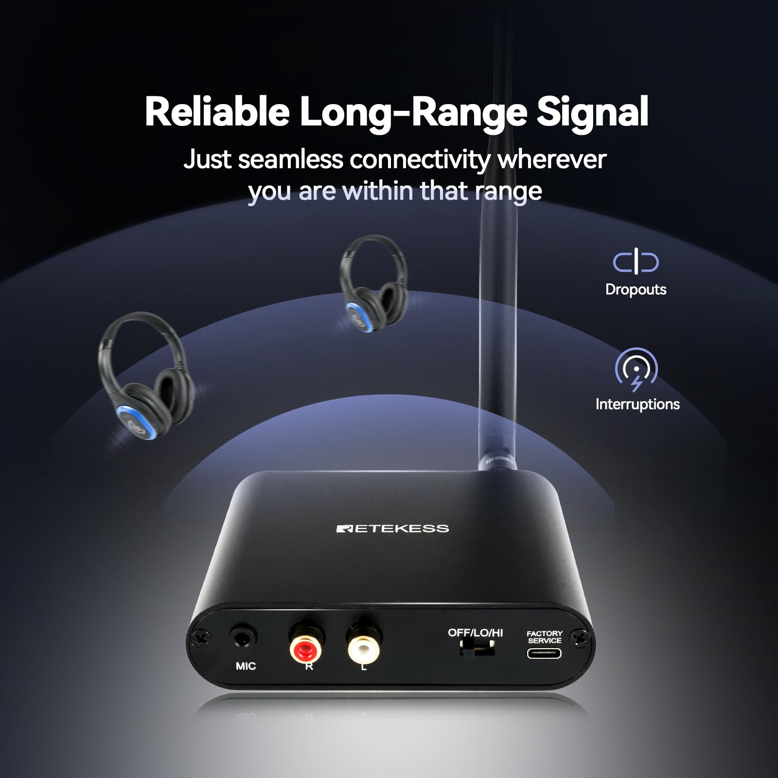 Retekess TA004 Silent Disco Kit, Cuffie Silent Party（1-15） | per Feste Discoteca Silenziosa, TV, Mini Microfono, 3 Canali, Portata 200m, 15 Cuffie, Confezione Multipla, Senza Fili