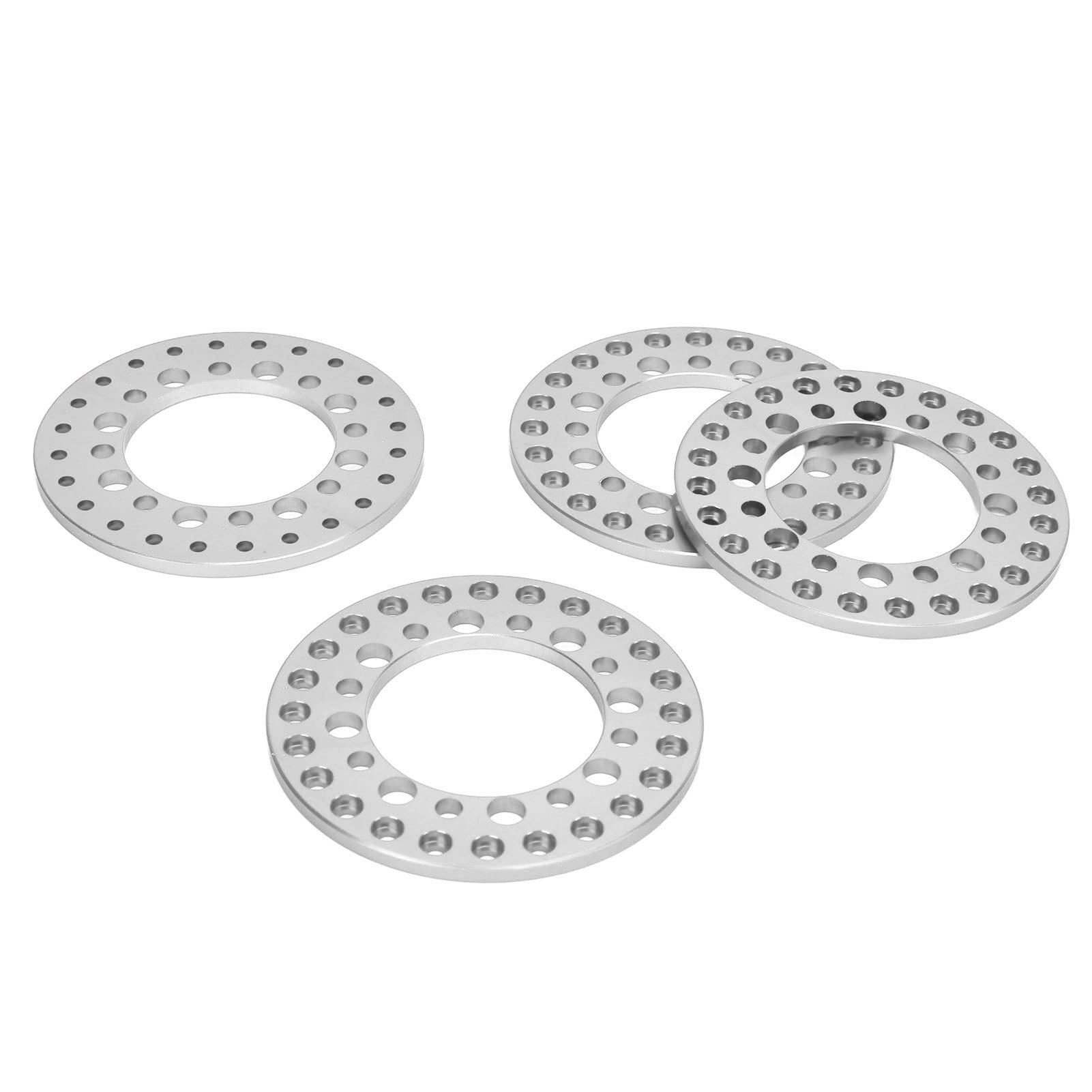 WGFOIP 4Pcs Aluminum Alloy Wheel Outer Beadlock Ring for RC Car, CNC Machining Easy Installation, Attractive, for Axial SCX10 90046 (Silver)