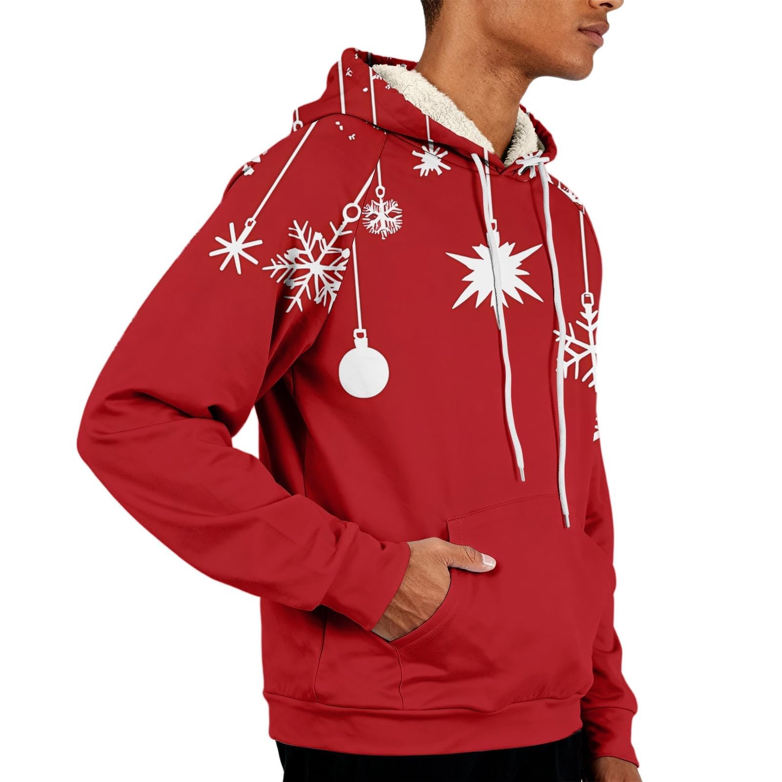 Suéter de Navidad con forro polar para hombre, divertido árbol de Navidad, reno, sudaderas, tallas grandes, trajes navideños, manga larga, cálido, suéter sherpa, novedad, disfraz de Navidad