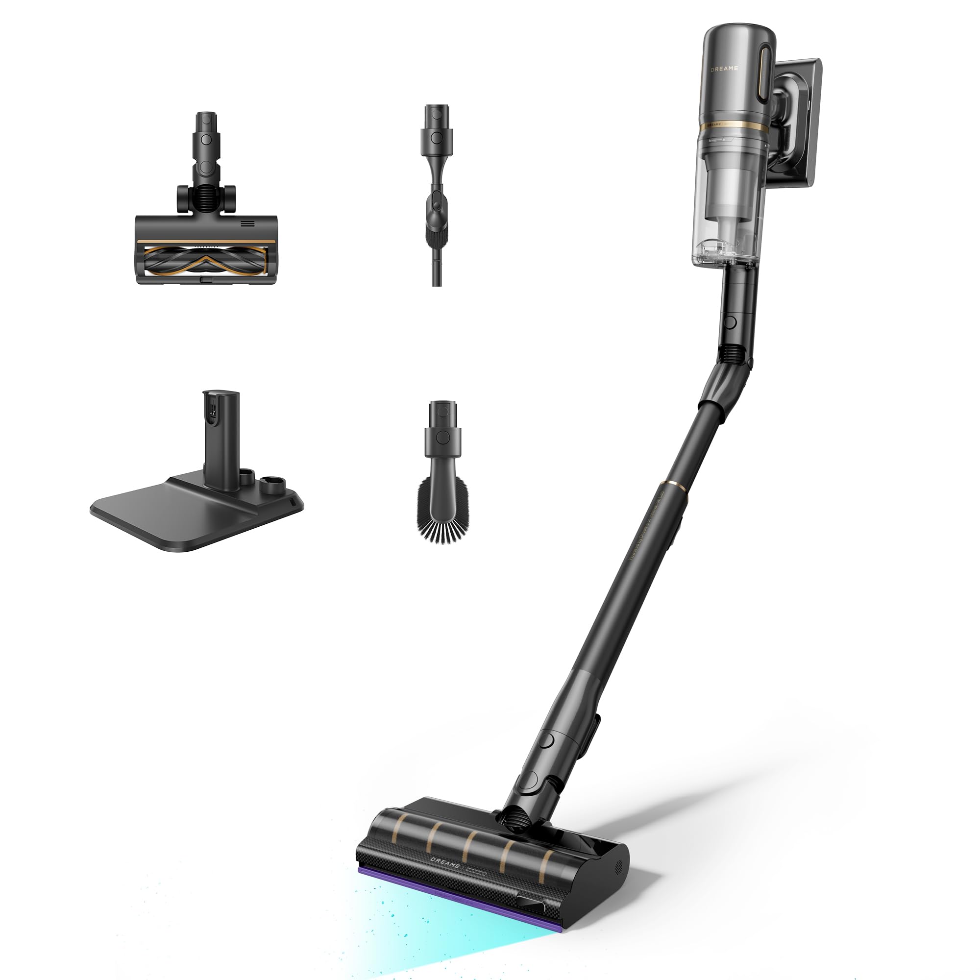 Dreame V20 Pro-A Aspirapolvere Senza Fili, 0 mm dai Bordi, Anti-groviglio, Pulizia Pavimenti duri e Tappeti e Moquette, Aspirazione 210 AW, Autonomia Massima 90 min, Filtrazione 99,99%, Pulizia Peli