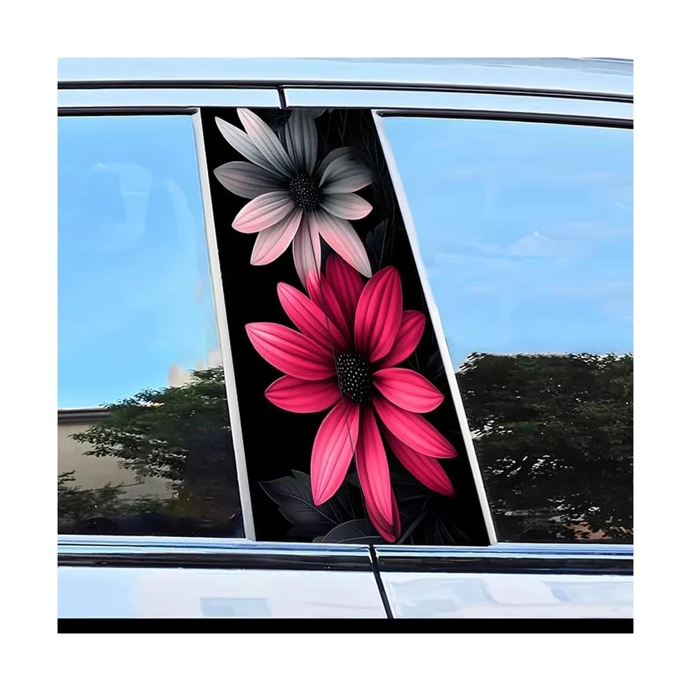 Bertdcx One Color Car Center Pillar Protection Stickers Flowers Pattern Scratch Resistant Film Auto Parts
